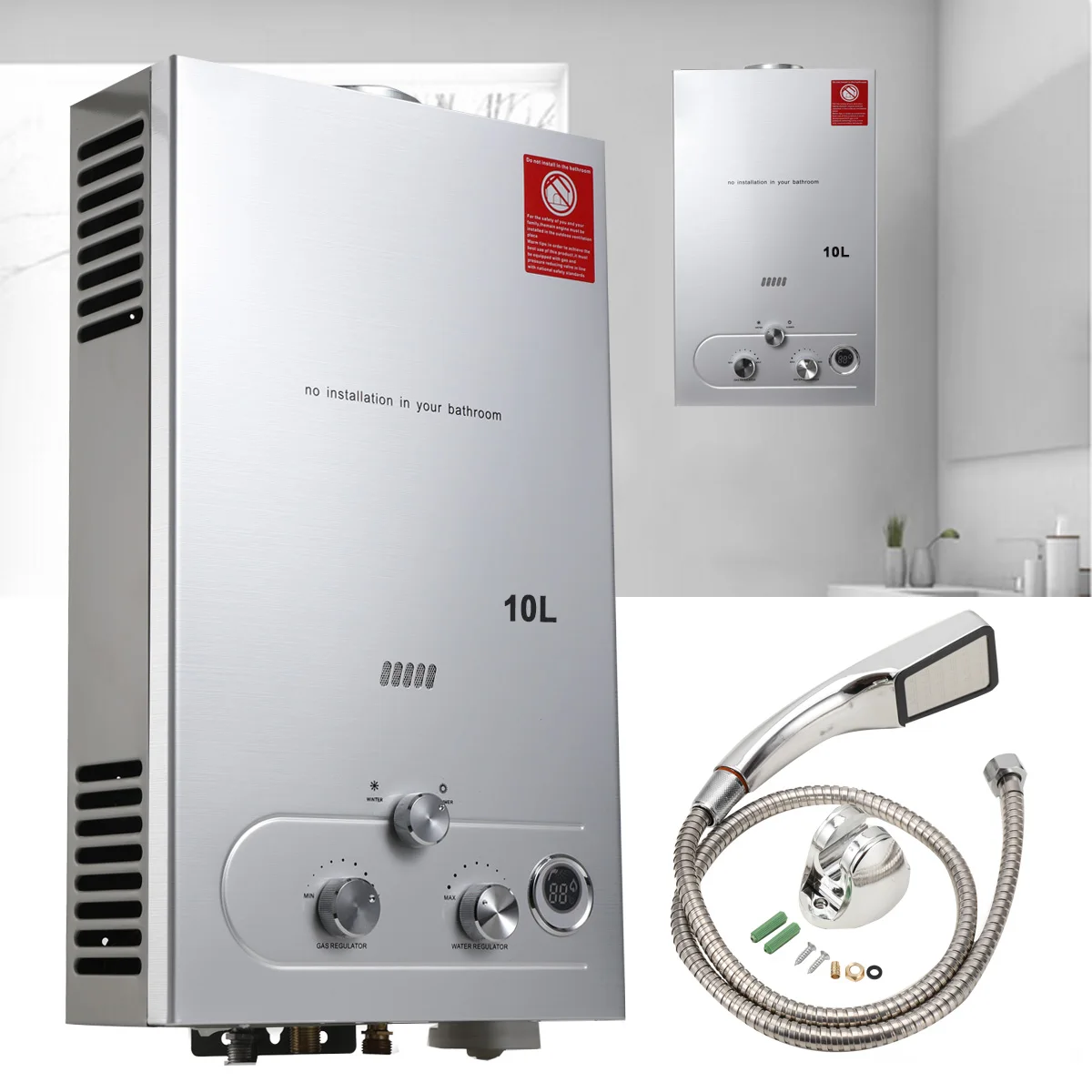 10L Style 20KW Stainless Steel Wall Mounted Natural Gas Residential Automatic High-quality Hot Water Heater 