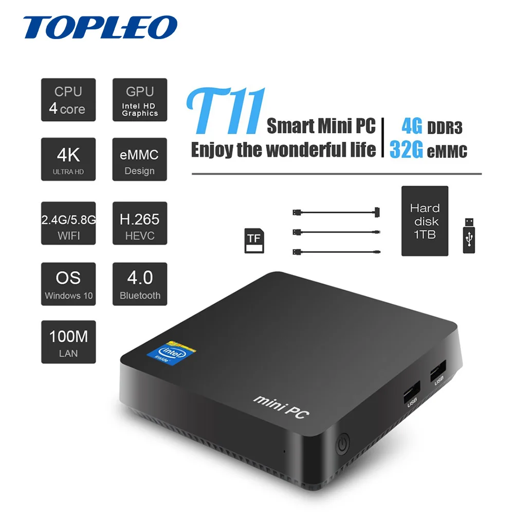 Toplo industrial OEM low price VGA dual display intel atom z8350 gaming linux ubuntu mini desktop pc windows10