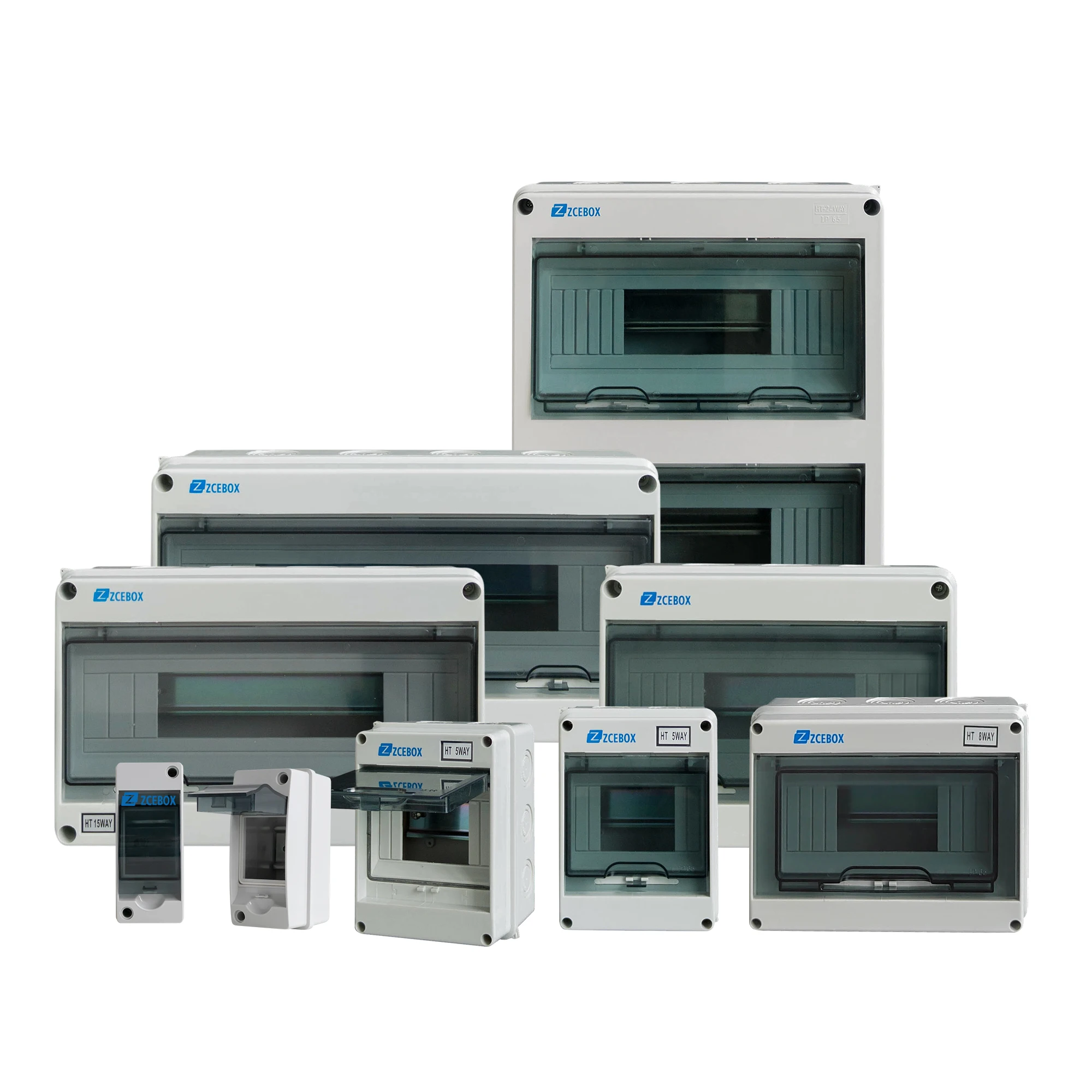 ZCEBOX Pvc 18 module 1 row Waterproof Distribution Box enclosure surface waterproof electrical boxes outdoor