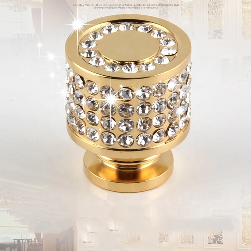  Латунные 24K настоящие золотые чешские хрустальные ручки для ящика шкафа дверной мебельные дверная