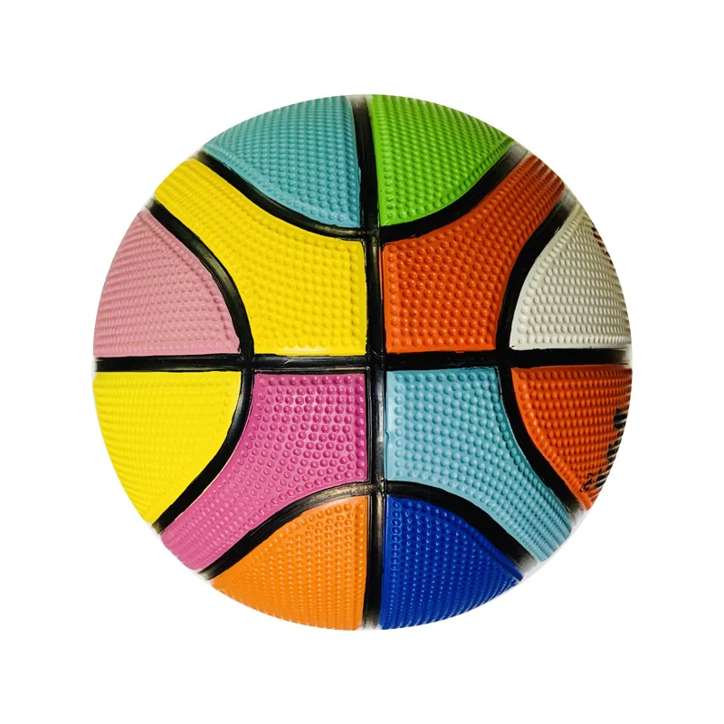 OEM 12 panels rubber multi color basketball size 7 Promotional custom outdoor personalized pattern official standard