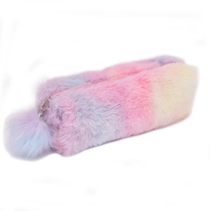 
2020 New Cute Pink Plush Pencil Case Bag Girl School Stationery Bag For Pencil 