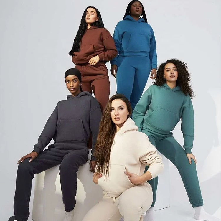 Custom Logo Cotton Loose Fit Pullover Winter Hoodies Blank track suit set unisex Sweatsuit Two Piece Set Jogging Tracksuit