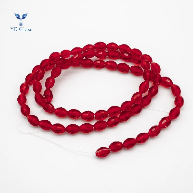 Different Sizes Oval Glass Beads Faceted Olive Crystal Bead for Jewelry Necklaces