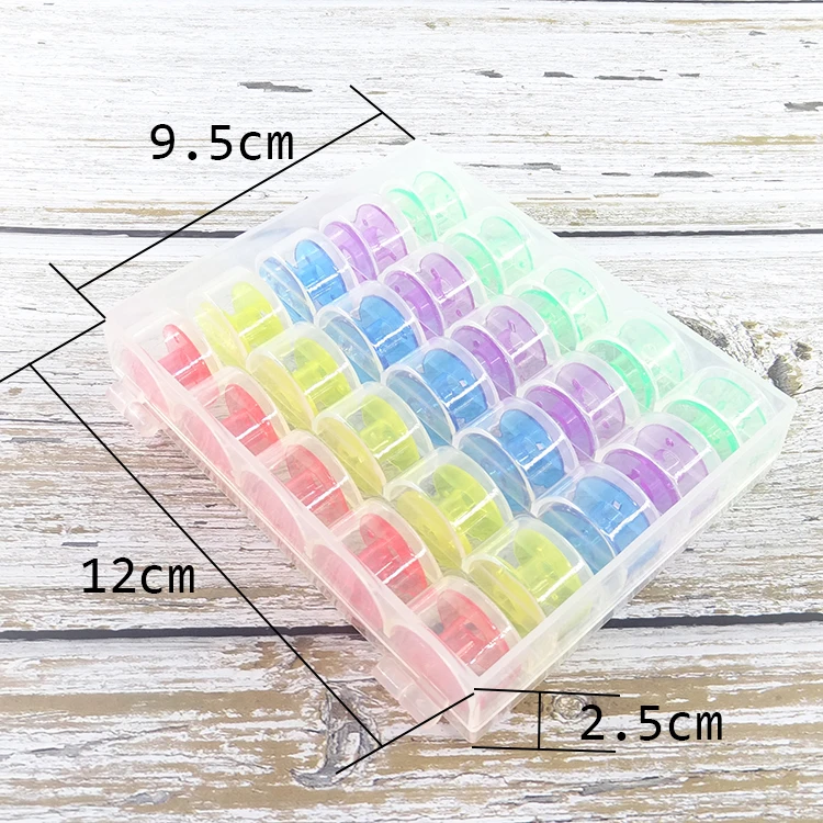 Clear Empty Plastic Spool Bobbin With Case For Home Sewing Accessories 25 Pcs