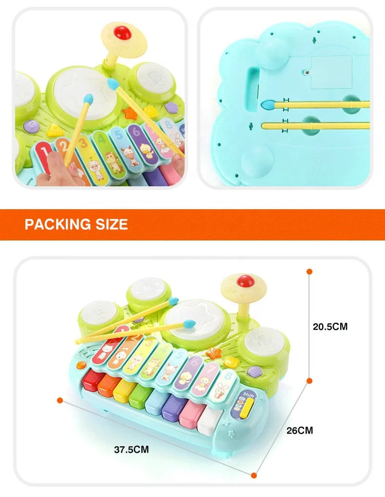 Wholesale electronic xylophone piano keyboard toy kids mini jazz drum set toddler musical instruments