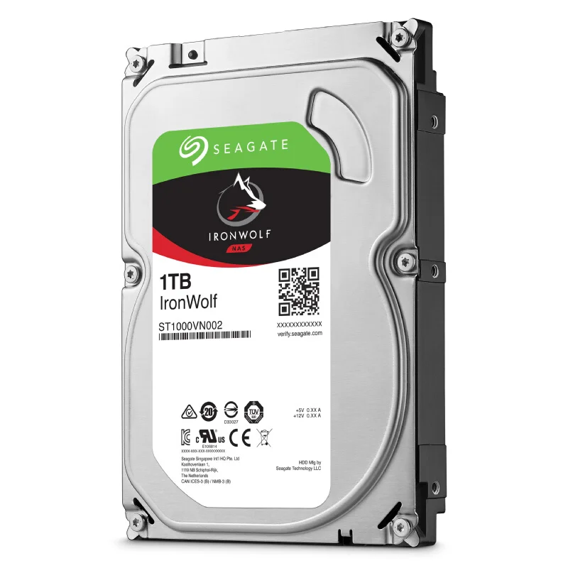 Seagate IronWolf NAS 5900 об/мин внутренний жесткий диск SATA 1 ТБ 6 ГБ/сек. 3,5 дюйма (ST1000VN002)