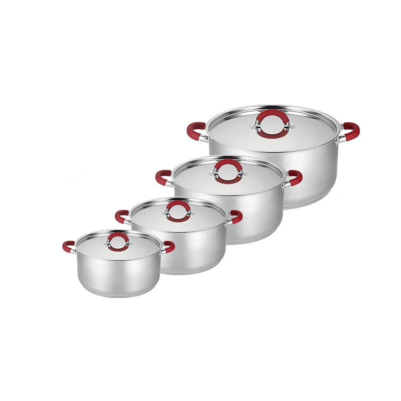 New design 4pcs cookware stainless steel cookware set cooking pots for home kitchen and restaurant