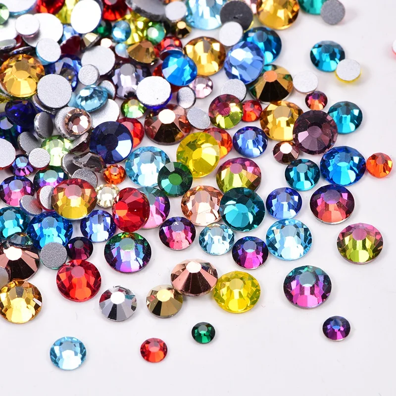 Oleeya Hot Sale SS3-SS50 Over 100 Colors Crystal Glass Non Hotfix Flatback Rhinestone With New Package For Nails Art DIY