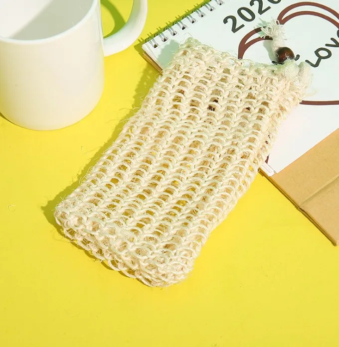 Sisal Soap Bags with Drawstrings, Natural Sisal Soap Saver Pouch for Scraps, Foaming, Drying Soap, Exfoliating, Massage