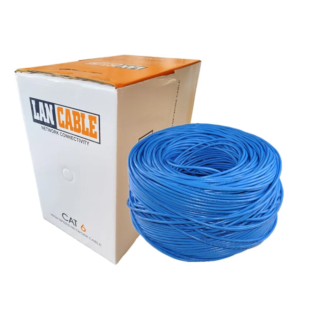 Bulk 1000ft Cat6 Solid Copper 250 Mhz UTP Ethernet LAN Cable PVC NEW Blue