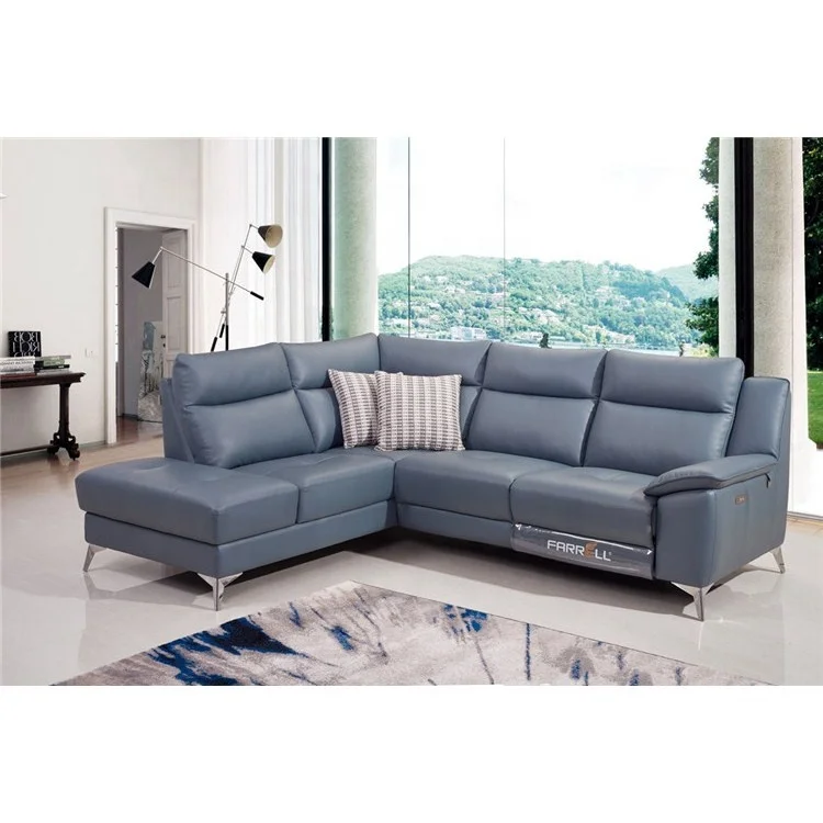 High end l shape living room furniture modern design recliner genuine leather sofas