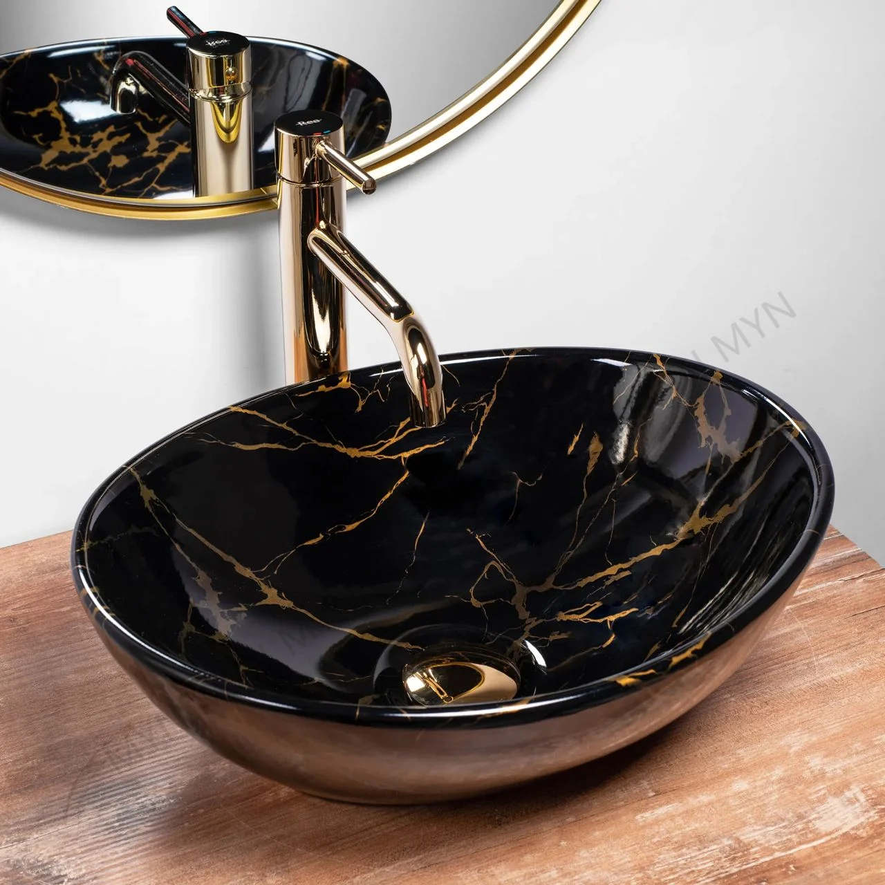 Hot Sale OEM/ODM Porcelain Bathroom Small Size countertop black Marble washbasin Color Sink