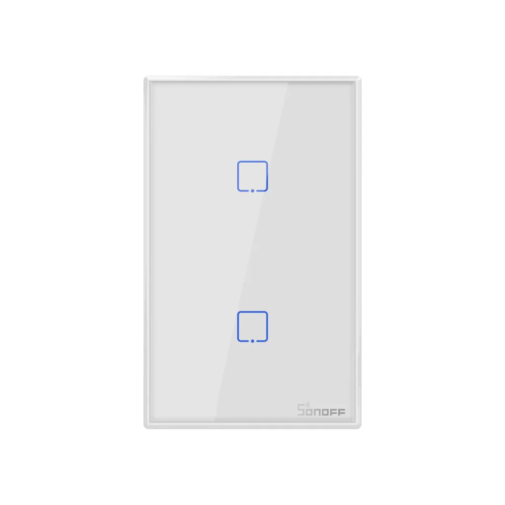 Бестселлер SONOFF T2US 2C Wi-Fi/APP/RF пульт дистанционного управления Сенсорная панель 2Gang настенный выключатель света Wi-Fi