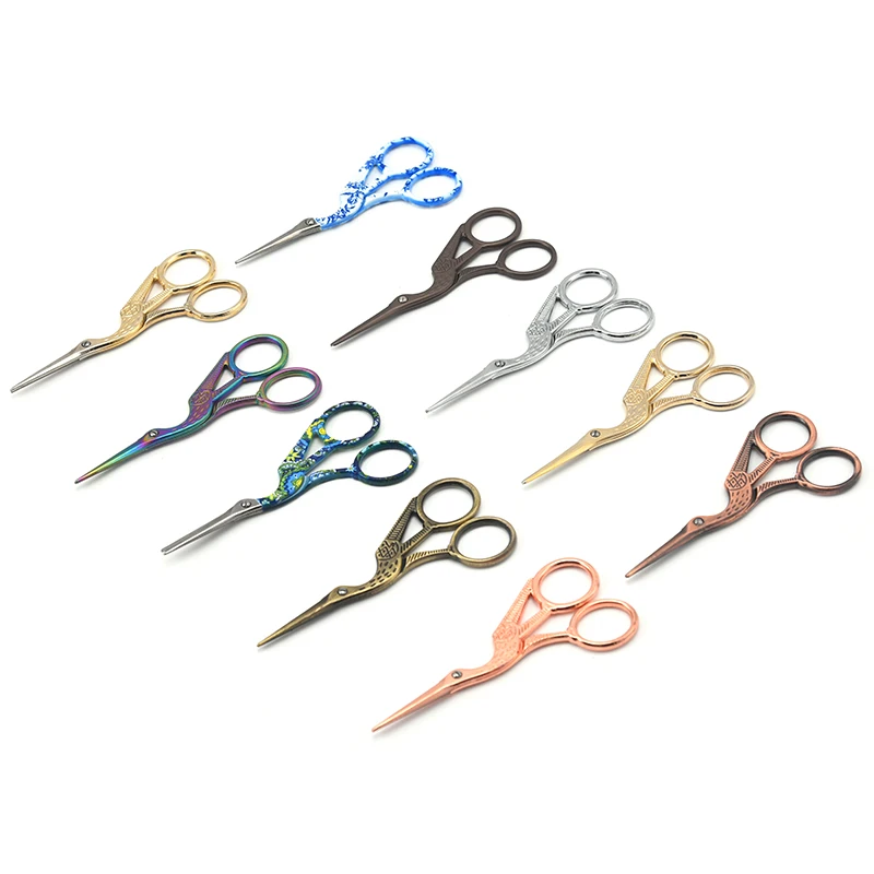 Small Vintage Style Sewing Scissors Embroidery Crane Bird Scissors Stainless mini Stork Scissors for Costumes Crafts Sewing