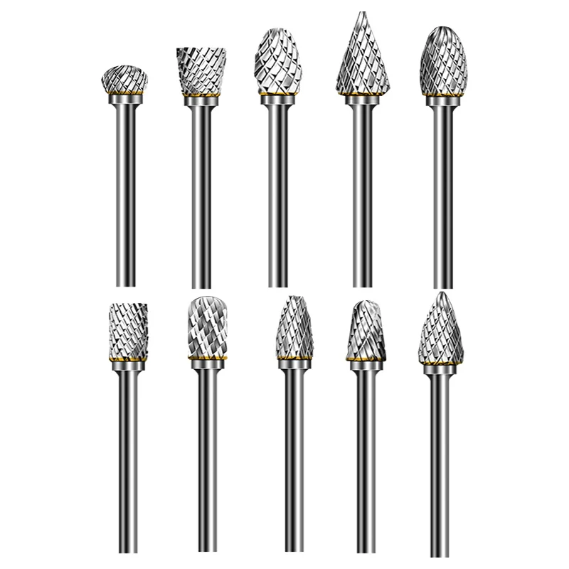 Factory Wholesale Grinders Accessories Tungsten Carbide Steel Rotary File Set hard Alloy Cylindrical