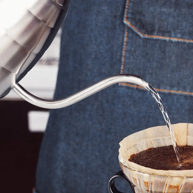 Горячая Распродажа чайник для кофе из нержавеющей стали 900 мл с термометром