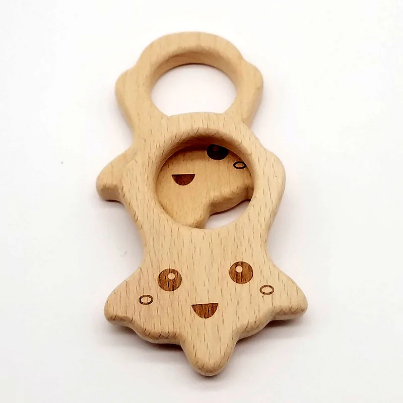 Горячая Распродажа, детский деревянный Прорезыватель для зубов в форме животного из бука