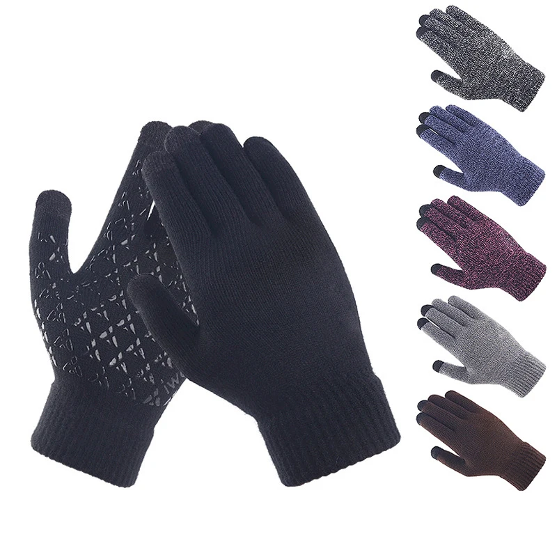 High Quality Warm Acrylic Knit Anti Slip Driving Cycling Touch Screen Winter Gloves