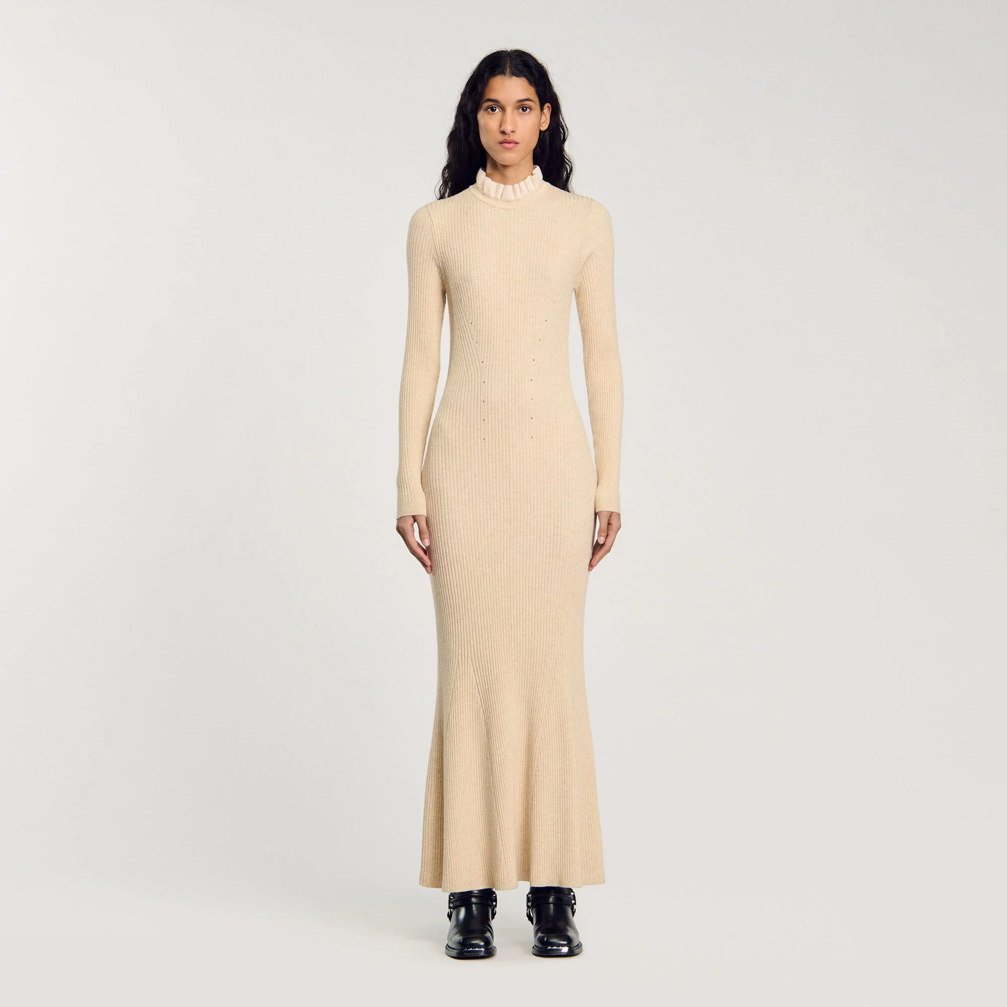 Bettergirl New Custom High Quality Autumn&Winter Sandro Dress For Women Clothes French Robe Sandro 2024 Casual Knit Maxi Dress