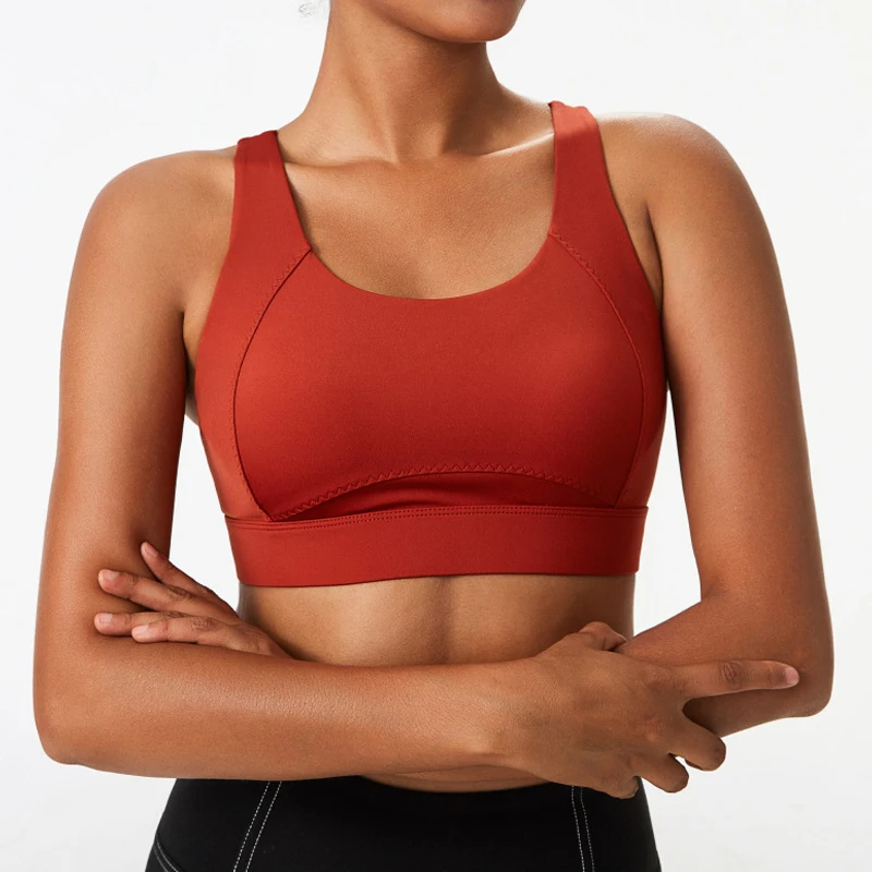 High Supportive Fitness Yoga Bra Quick Dry Breathable Gym Yoga Wear Shock Proof Impact Push Up Running Sports Bra  For Women
