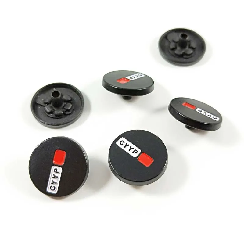 High Quality Matte Black Printed Garment Accessories Round 4 Part Custom Spring Metal Snap Button For Clothes