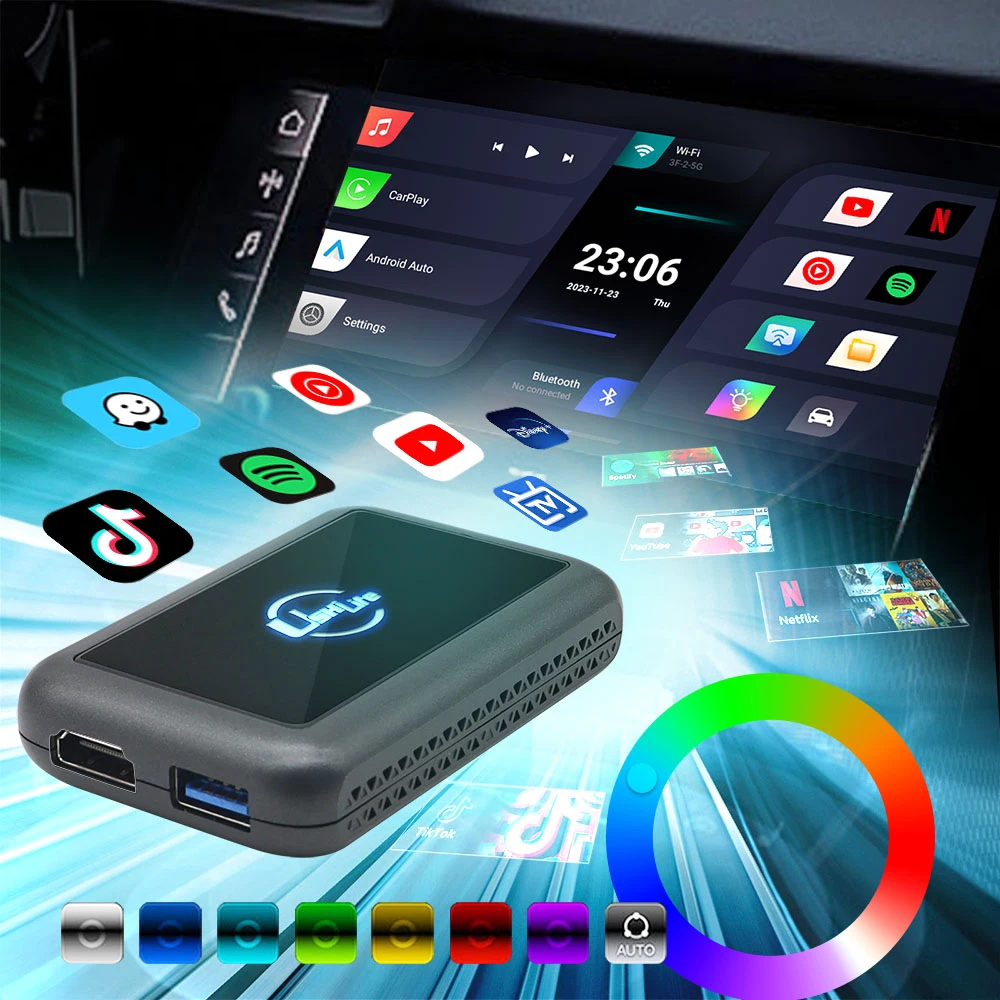 Portable Wireless Auto Adapter Android Player Box Mirror link WIFI GPS BT HD Wired to Wireless Carplay Dongle Auto AI Box