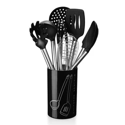 8Pcs Home Kitchen Accessories Silicone Kitchen Utensils with Stainless Steel Handle