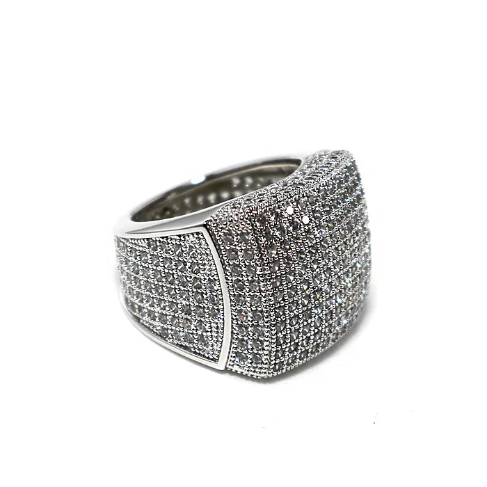 Moissanite Baguette Diamond HipHop Iced Out Cubic Zircon Bling Ring Jewelry Gifts Hot Sell Five Star Diamond Rings For Woman Men