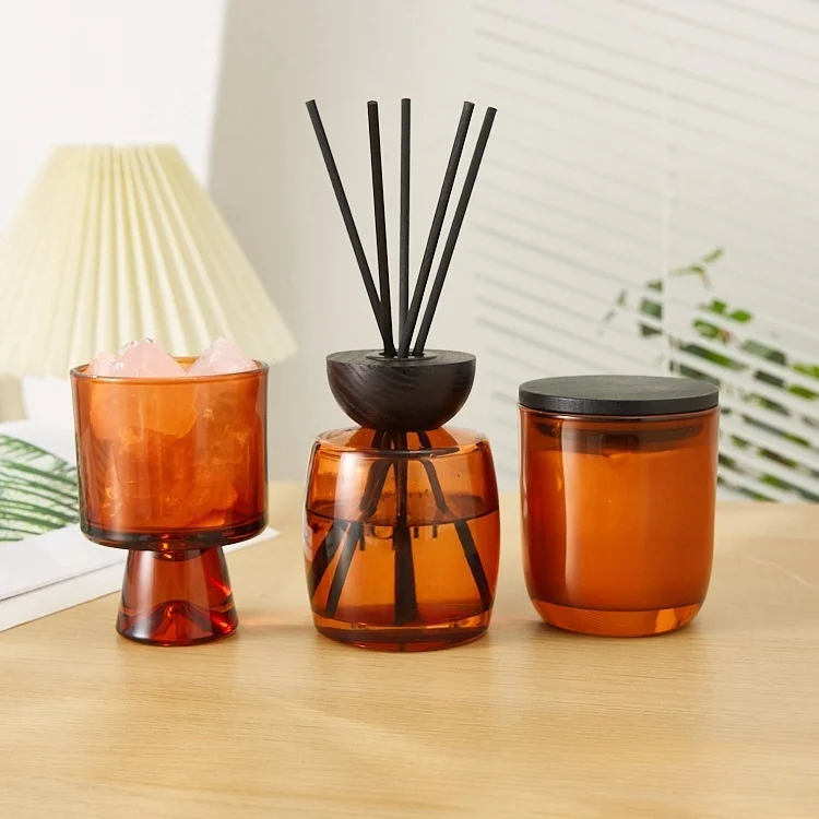 Wholesale 10 oz Amber Round Bottom Empty Candle Jars for Candle Making