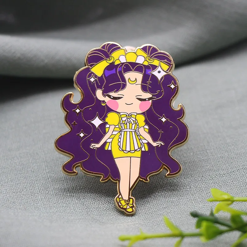 Wholesale Cute Anime Lapel Pins Logo Screen Printing Glitter Soft Enamel Pin Metal Badge Manufacturer Hard Enamel Pin Custom