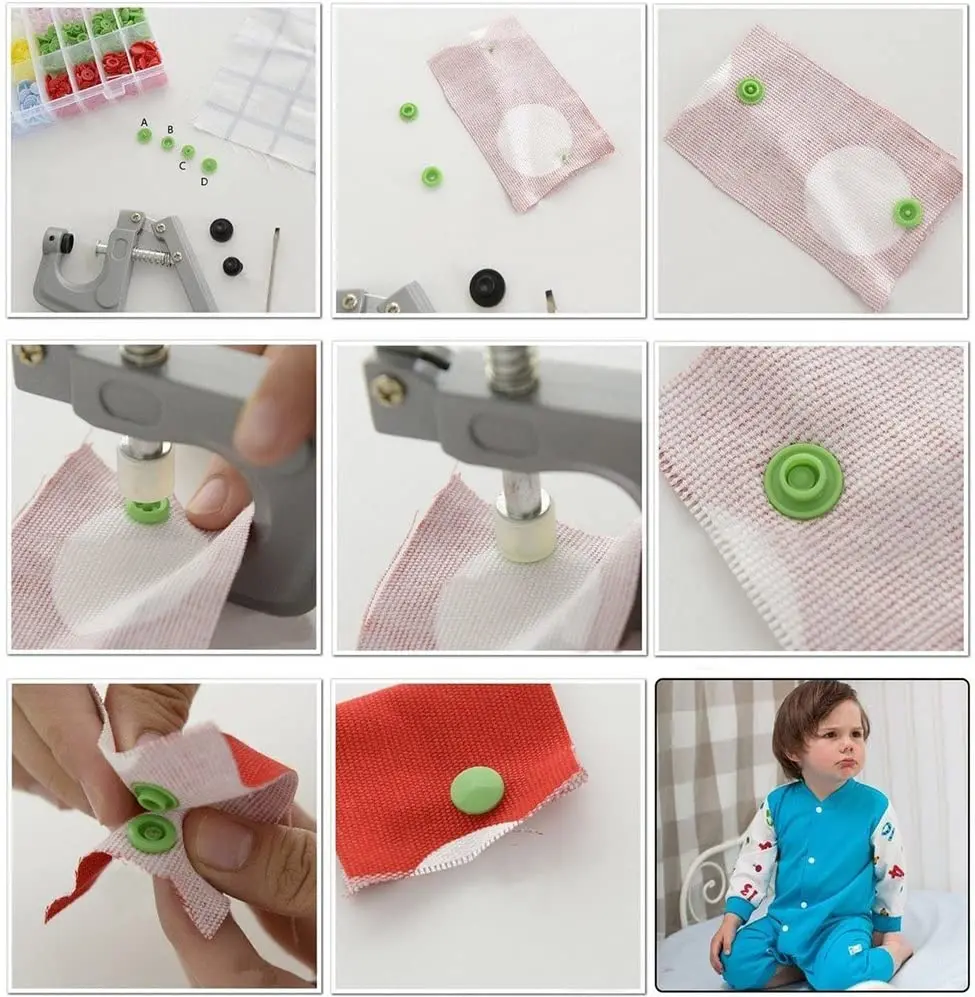 Plastic Snap Fasteners Buttons Invisible Sewing on Kit for Bibs Diapers Crafts Shirts