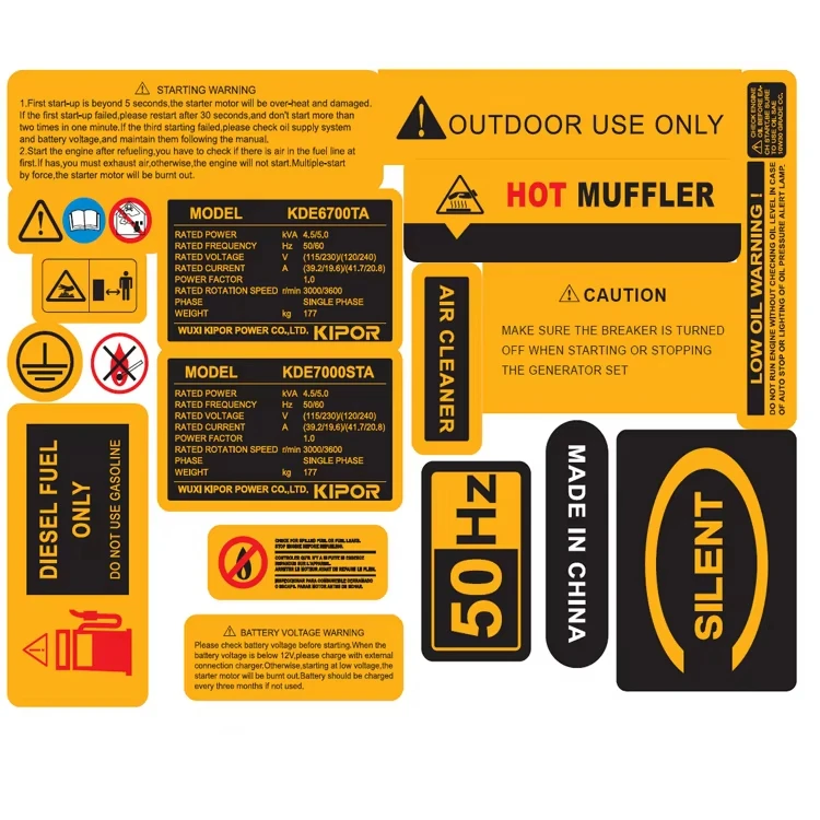 PET Safety Warning Label and Waterproof Caution Sticker for Electrical Equipment