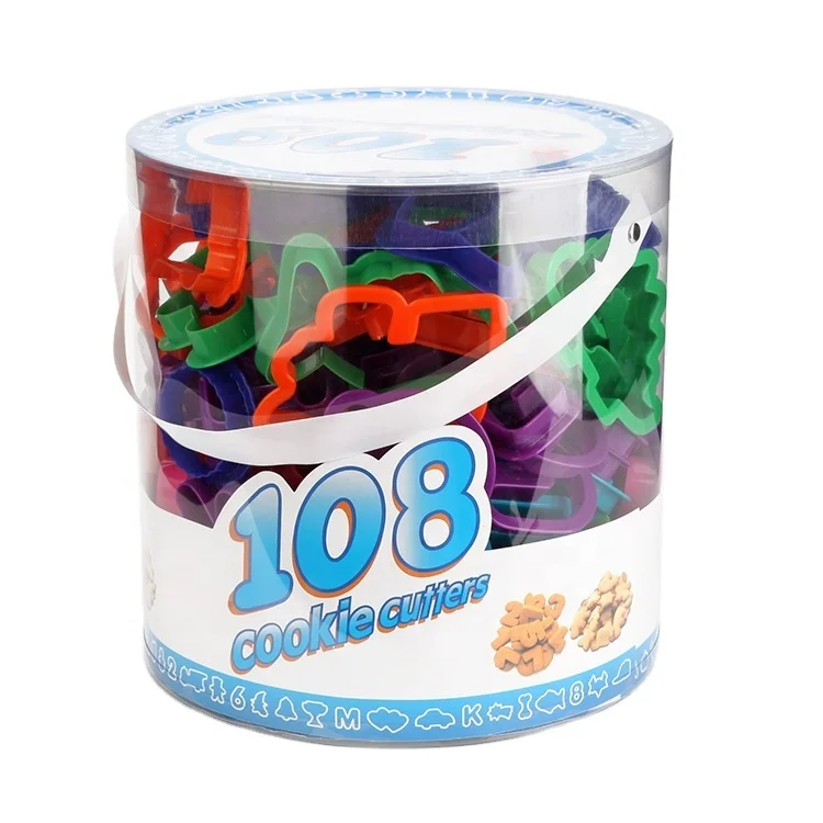 
Colorful Mixed Cookie Cutter Set With PVC Drum 108pcs SW-BA5 