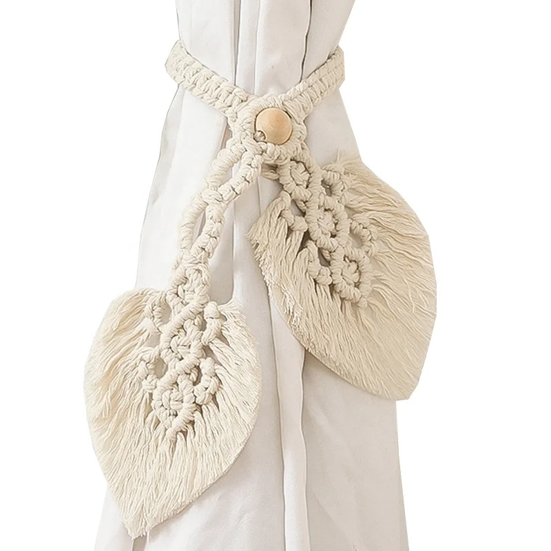 Handmade Bohemian Decor Wall Hanging Tapestry Small Mini macrame plant hangers Woven Leaf Curtain Tiebacks Crafts Home Deco