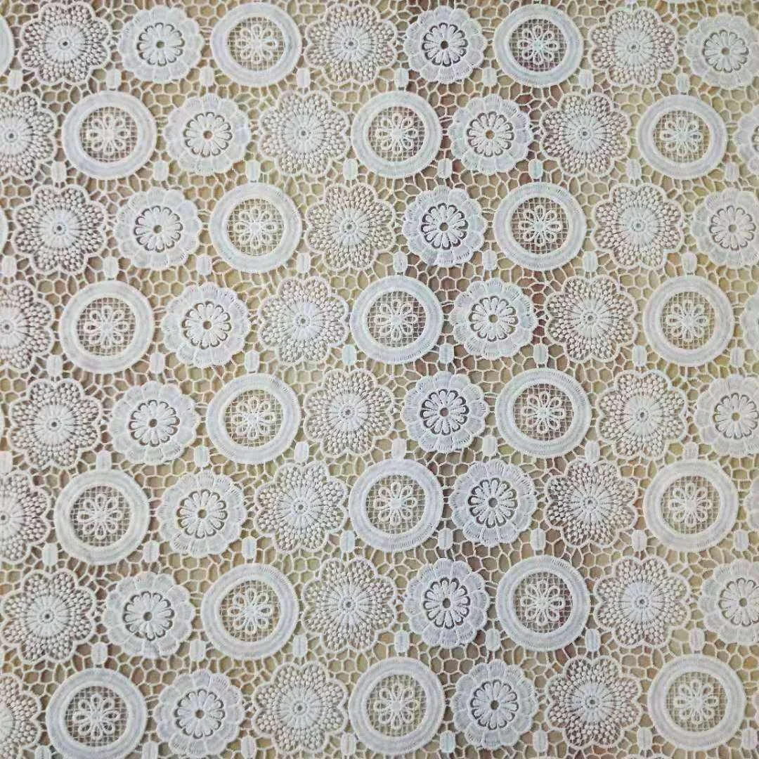 Factory Direct Sales Snowflake Plum Hollow-Out Embroidered Lace Fabric Geometric Round Lace