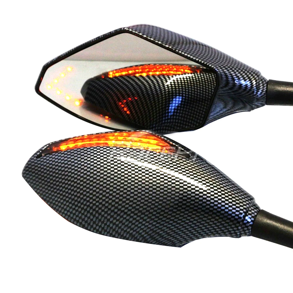 RACEPRO Motorcycle Custom Parts Super Bright Arrow Style Motorcycle Mirror With Turn Signal LED Light For Yamaha R1 R6 R3 R25