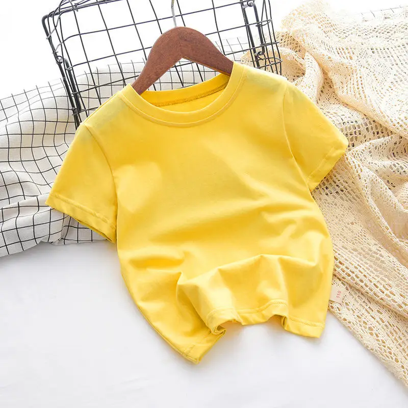 High Quality 100% Cotton T-shirt Wholesale Plain Color T Shirt for Kids Boys and Girl