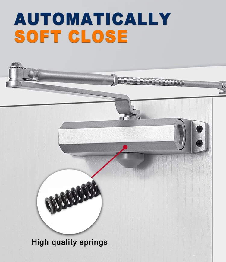 Adjustable speed hydraulic door closer heavy duty Aluminum automatic door closer 65-85KG door closer