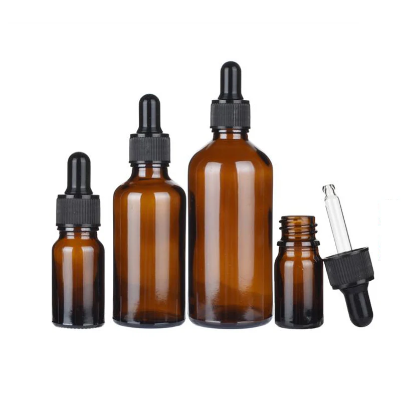 Hair Oil Perfume Essential Oils Dropper Bottles Clear Glass 5ml 10ml 15ml 20ml 30ml 50ml 100ml Amber Black Personal Care 200pcs