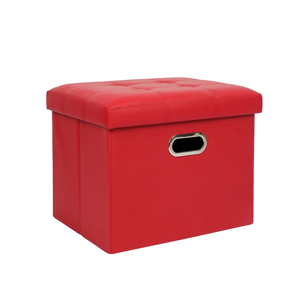 OEM Custom Multipurpose Cube Storage Ottomans Folding Heavy Duty Modern Leather Square Chair Ottoman Furniture