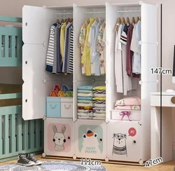 Современный простой домашний шкаф для детской комнаты, детский сборный пластиковый простой шкаф для хранения