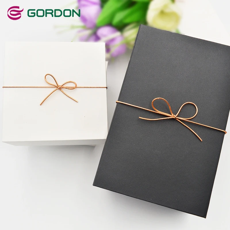 Gordon Ribbons Wholesale Gold Elastic Packing Bow Customized Luxury Gold Elastic Bows For Gift Box Decoration