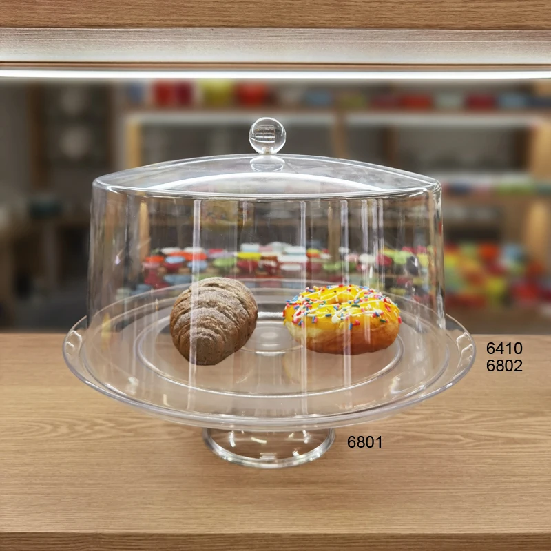 Clear Plastic Food Tray with Cover with Knob Cake Cover 12 inch Round Dome Cake Tray with Cover