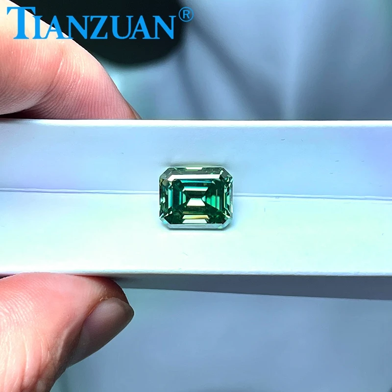 Emerald shape 0.5ct -5ct wholesale cheapest green color moissanite diamond cut loose stone