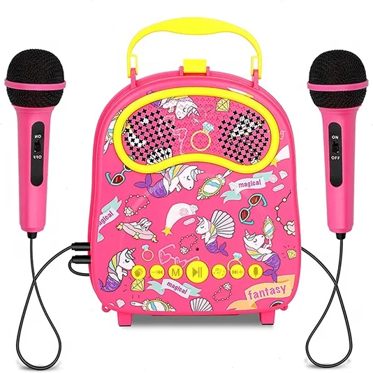 2023 Karaoke Wireless Singing  Player Speaker For Kids Karaoke Musical Machine with Two Microphones toddler Karaoke BT Machine