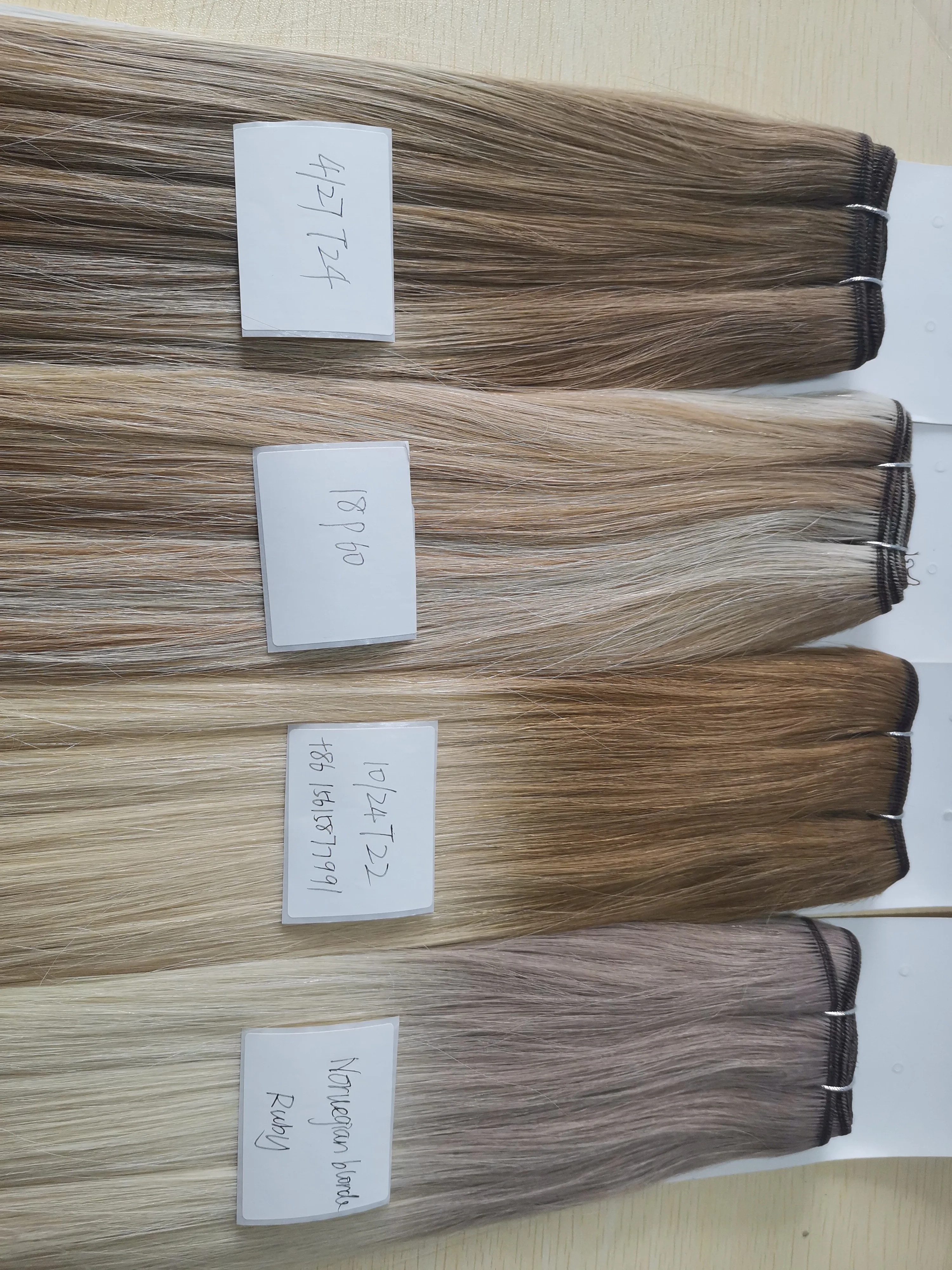 Wholesale High End Super Double Drawn Russian Cuticle Aligned Machine Weft Hair Extensions