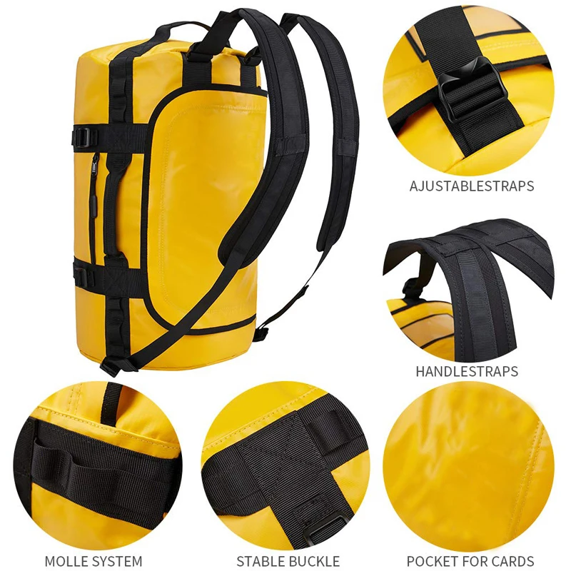 
customize small quantity waterproof gym bag holdall outdoor sports bag tarpaulin duffel bags travel backpack hiking 