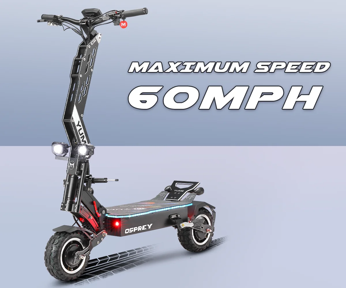 US warehouse YUME Factory Wholesale 72v 7000w Fast Speed e scooter 11 Inch Off Road Electric Scooter Adults