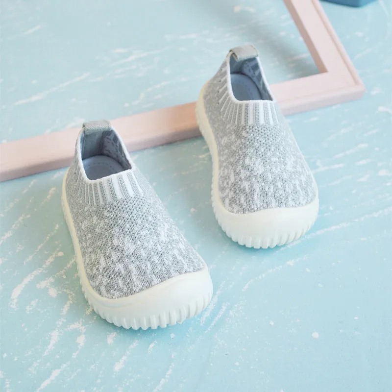 
Fly Weave Fabrics Two Solid Colors Slip-on Shoes Children School Casual Shoes 